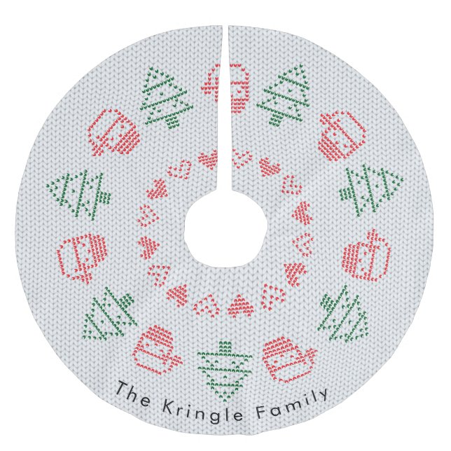 Jupon De Sapin En Polyester Brossé Chandail de Noël moche père Noël (Devant)