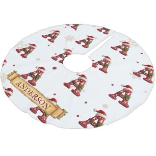 Jupon De Sapin En Polyester Brossé Chapeau de Père Noël Rouge Lettre de Noël A Nom