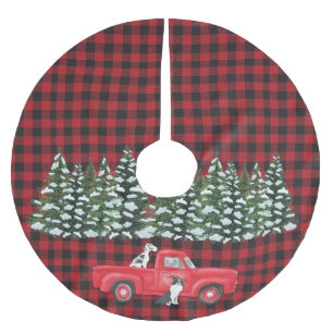 Jupon De Sapin En Polyester Brossé Chariot Vintage rouge plaqué Chiens de ferme