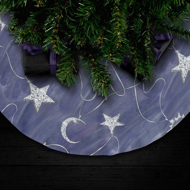 Jupon De Sapin En Polyester Brossé Charming mystique | Étoiles de lune d'argent Sun A (Créateur téléchargé)