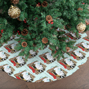 Jupon De Sapin En Polyester Brossé Chat boîte à jouets de Noël