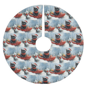 Jupon De Sapin En Polyester Brossé Chat noir dans la corniche laissez passer Noël de 