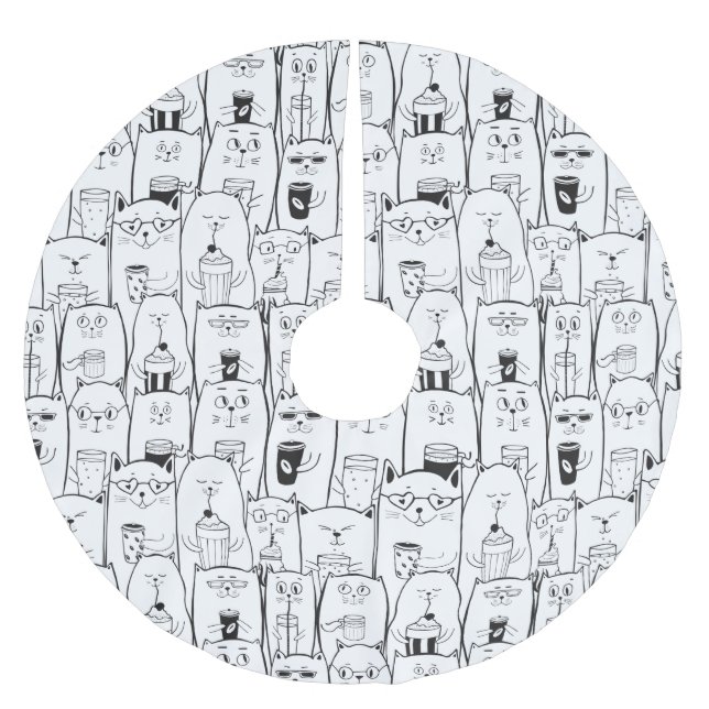 Jupon De Sapin En Polyester Brossé Chats adorables (Devant)