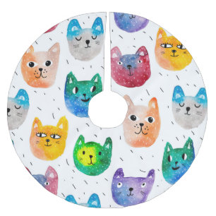 Jupon De Sapin En Polyester Brossé Chats aquarelles et amis