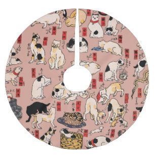 Jupon De Sapin En Polyester Brossé chats japonais Ukiyo-e Funny kitty