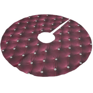Jupon De Sapin En Polyester Brossé Chaud Bourgogne Rouge Faux Velvet