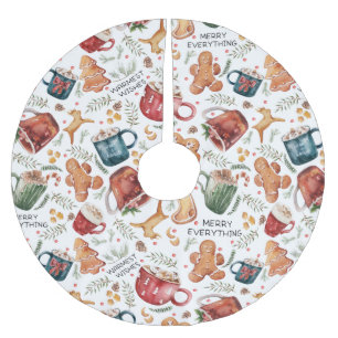 Jupon De Sapin En Polyester Brossé Chaud cacao pain d'épices Cookies Noël rustique