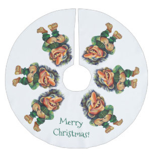 Jupon De Sapin En Polyester Brossé Cheeky Christmas Troll et Tree Delight