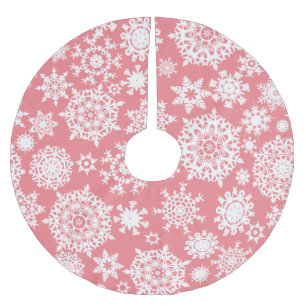Jupon De Sapin En Polyester Brossé Chemise d'arbre Motif de Noël rose