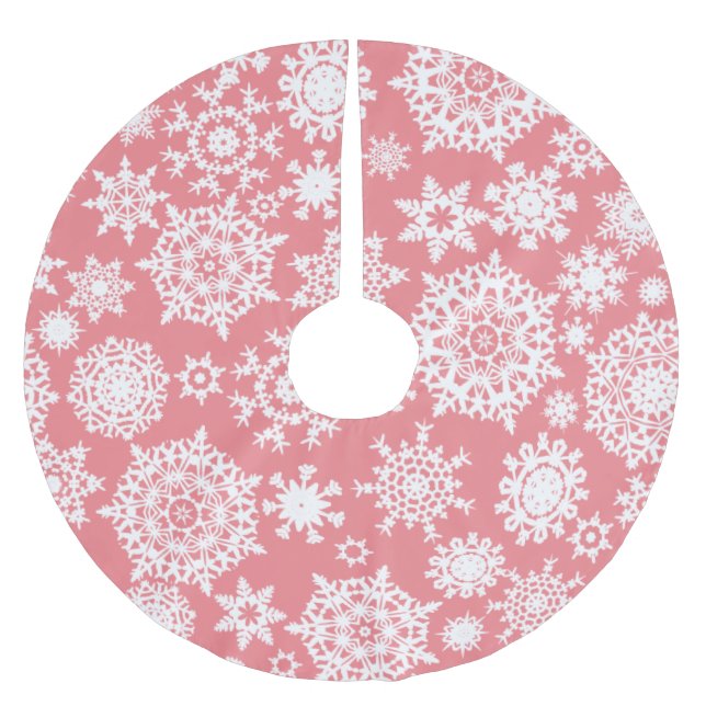 Jupon De Sapin En Polyester Brossé Chemise d'arbre Motif de Noël rose (Devant)