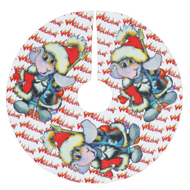 Jupon De Sapin En Polyester Brossé Chemise métalphant Winter Holiday Tree - blanc (Devant)