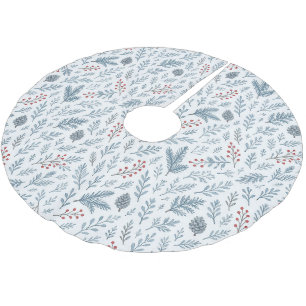 Jupon De Sapin En Polyester Brossé Chic Botanique Holly Berry Motif Floral