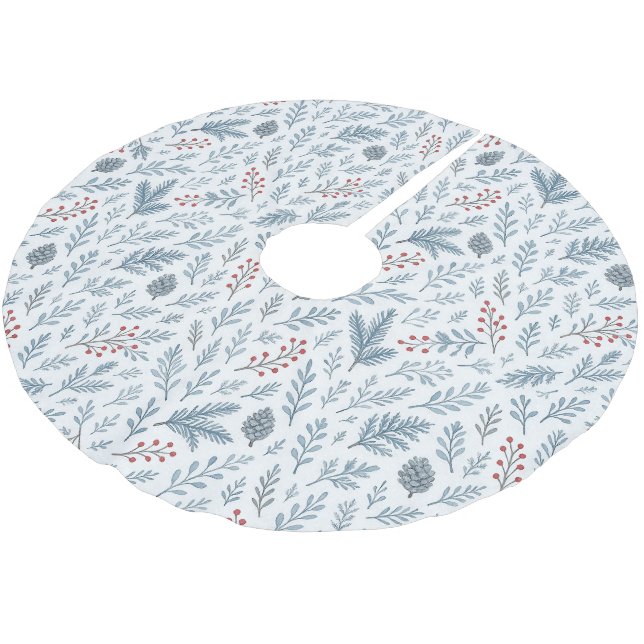 Jupon De Sapin En Polyester Brossé Chic Botanique Holly Berry Motif Floral (Angle)