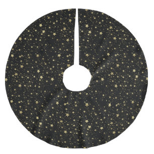 Jupon De Sapin En Polyester Brossé Chic Gold Glam et Black Scattered Stars