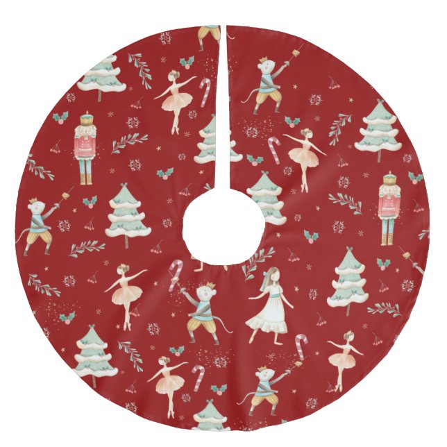 Jupon De Sapin En Polyester Brossé Chic Nutcracker Christmas Ballet Rouge (Devant)