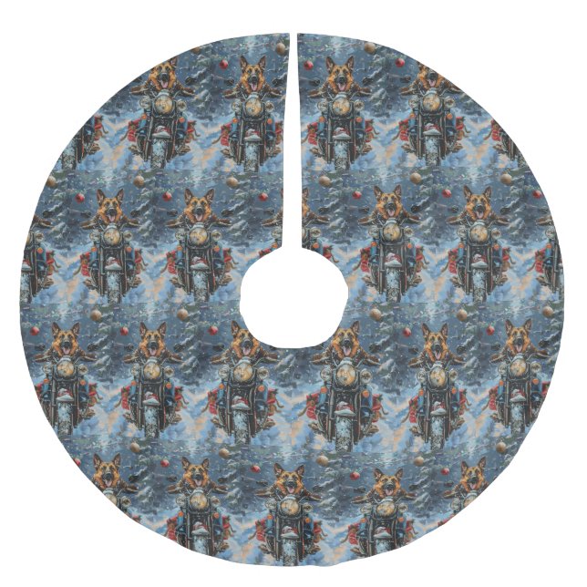 Jupon De Sapin En Polyester Brossé Chien berger allemand équitation moto Noël (Devant)