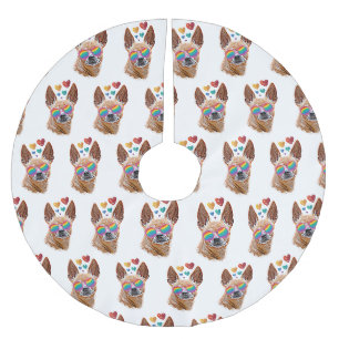 Jupon De Sapin En Polyester Brossé Chien Chihuahua avec coeurs Saint-Valentin