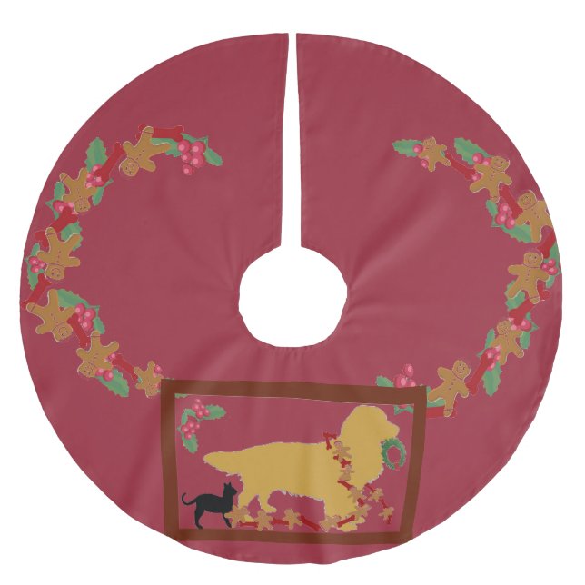 Jupon De Sapin En Polyester Brossé Chien d'arrêt de Skirt~Golden d'arbre (Devant)