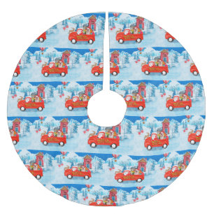 Jupon De Sapin En Polyester Brossé Chien de taureau anglais dans la livraison de Noël