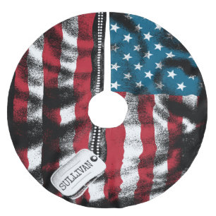 Jupon De Sapin En Polyester Brossé Chien militaire personnalisé Tags USA Drapeau