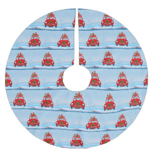 Jupon De Sapin En Polyester Brossé Chien Miniature Pinscher En Voiture Avec Le Père N