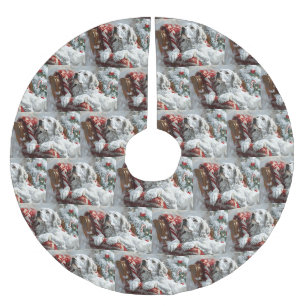 Jupon De Sapin En Polyester Brossé Chien Setter Anglais Noël Festif