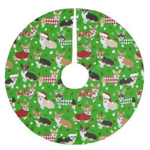 Jupon De Sapin En Polyester Brossé Chiens de Noël Corgi