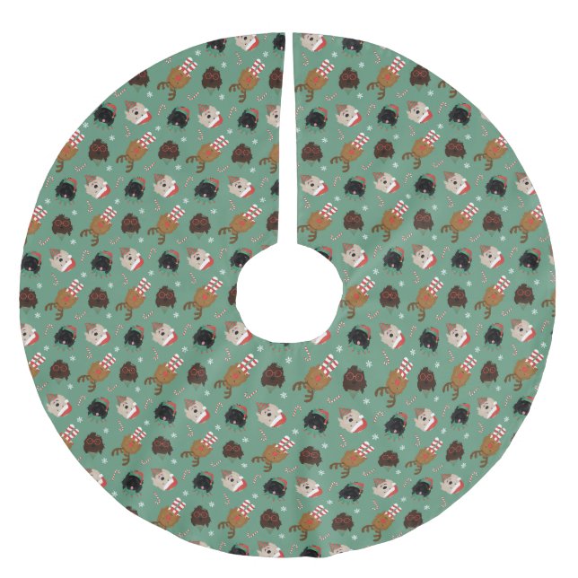 Jupon De Sapin En Polyester Brossé Chiens de Noël Goldendoodle (Devant)