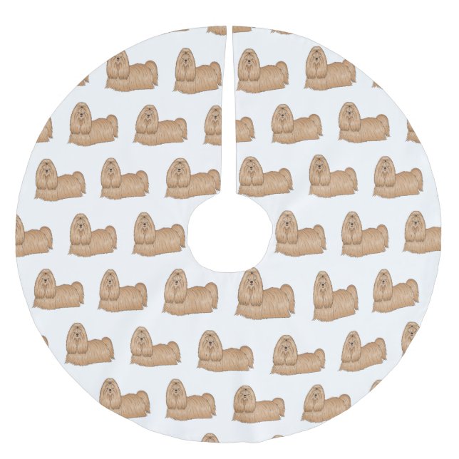 Jupon De Sapin En Polyester Brossé Chih tzu long cheveux dessin de chien (Devant)