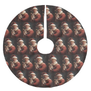 Jupon De Sapin En Polyester Brossé Chihuahua avec Noël Festif du Père Noël