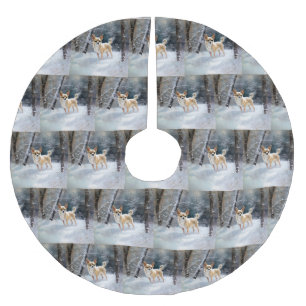 Jupon De Sapin En Polyester Brossé Chihuahua Laisser neiger Noël