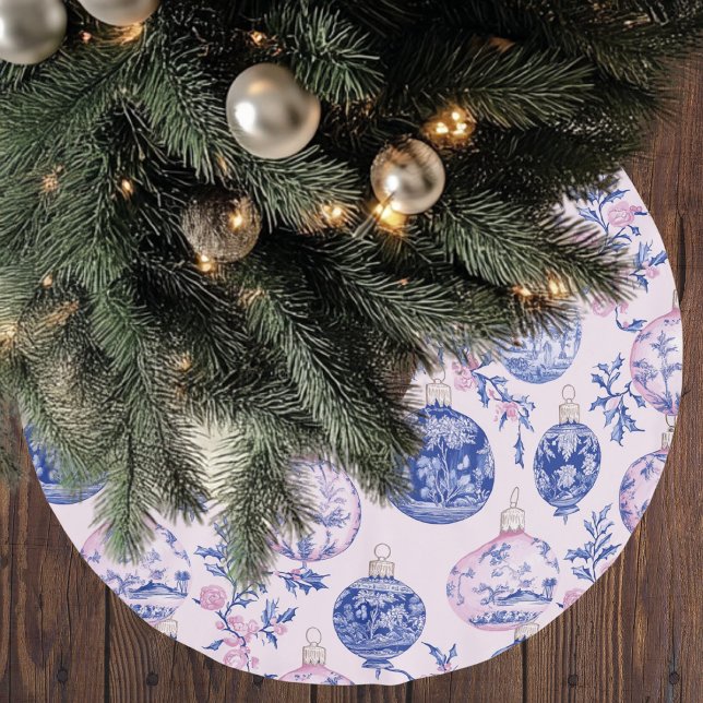 Jupon De Sapin En Polyester Brossé Chinoiserie Christmas Pink & Blue  (Créateur téléchargé)