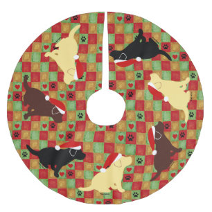 Jupon De Sapin En Polyester Brossé Chiots de Labrador d'édredon de Noël