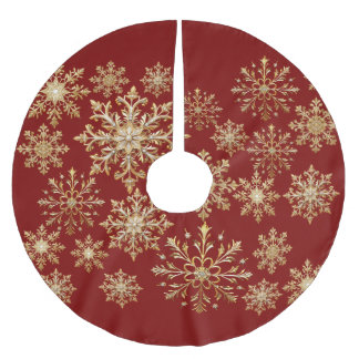 Jupon De Sapin En Polyester Brossé Christams Gold and Red Snowflake Wrapping paper