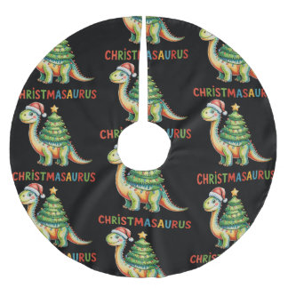 Jupon De Sapin En Polyester Brossé Christmas Dinosaur T Rex Dino Xmas Tree Lights