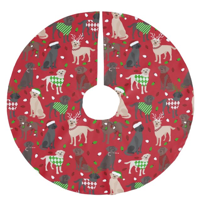 Jupon De Sapin En Polyester Brossé Christmas Labrador Retriever (Devant)