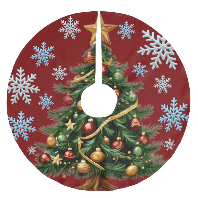 Jupon De Sapin En Polyester Brossé Christmas Tree Snowflake Tree Skirt (Devant)
