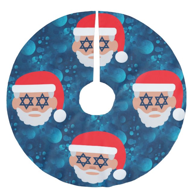 Jupon De Sapin En Polyester Brossé christmukkah père Noël emoji (Devant)