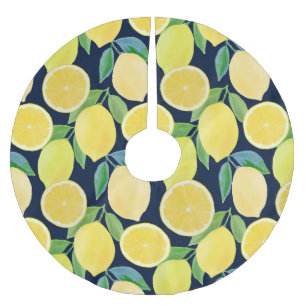 Jupon De Sapin En Polyester Brossé Citrons aquarelle : Illustration Motif fraîche