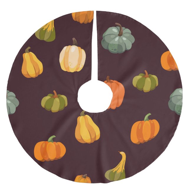 Jupon De Sapin En Polyester Brossé Citrouilles colorés : Élégance d'automne foncé. (Devant)