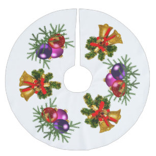 Jupon De Sapin En Polyester Brossé Cloches de Noël et Baubles