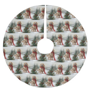 Jupon De Sapin En Polyester Brossé Cocker Spaniel Chien dans Noël de neige