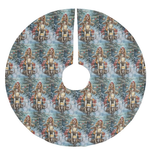 Jupon De Sapin En Polyester Brossé Cocker Spaniel Chien équitation Moto Noël (Devant)