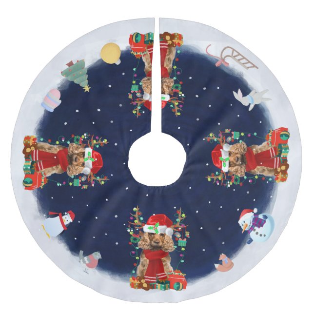 Jupon De Sapin En Polyester Brossé Cocker Spaniel Chien Laissez neiger (Devant)