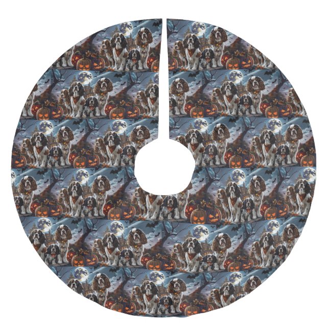 Jupon De Sapin En Polyester Brossé Cocker Spaniel Halloween Éffrayant (Devant)