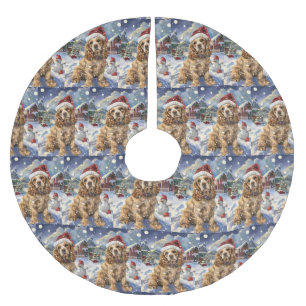 Jupon De Sapin En Polyester Brossé Cocker Spaniel Winter Wonderland Noël Joie