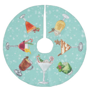 Jupon De Sapin En Polyester Brossé Cocktail festif Boissons Aquarelle de Noël