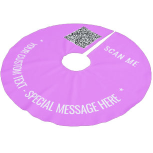 Jupon De Sapin En Polyester Brossé Code QR personnalisé Texte et couleur Arbre de Noë
