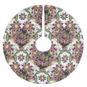 Jupon De Sapin En Polyester Brossé Coeurs colorés, Motif romantique sans couture.