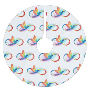 Jupon De Sapin En Polyester Brossé Colibri arc-en-ciel avec symbole Infinity